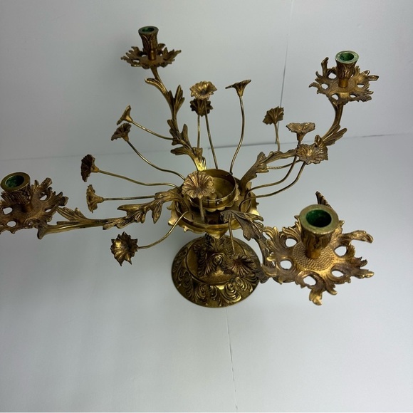 Vintage Gold Gilt French Rococo Candelabra 4 Arm Floral Heavy Ardalt Spain - Picture 1 of 16
